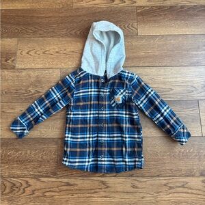 Carhartt hooded flannel button shirt boys size 4